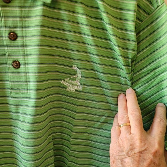 Pinehurst 1895 Man's Green Stripe Golf Shirt - Size L. EEUC. - Picture 5 of 8